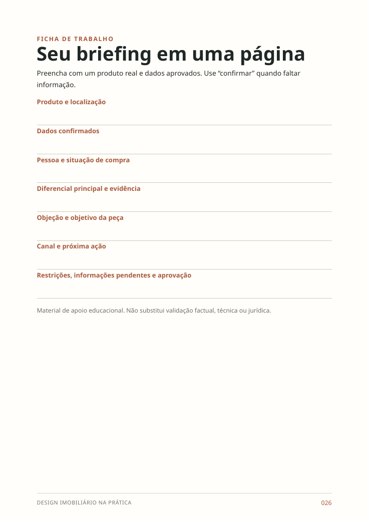Página interna do ebook com uma folha de revisão e checklist de publicação